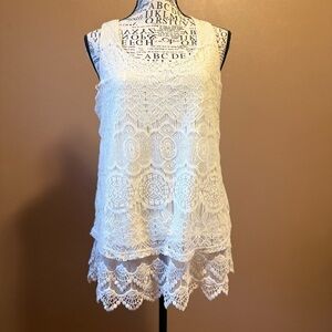 Belle Du Jour Cream Lace Tank Top